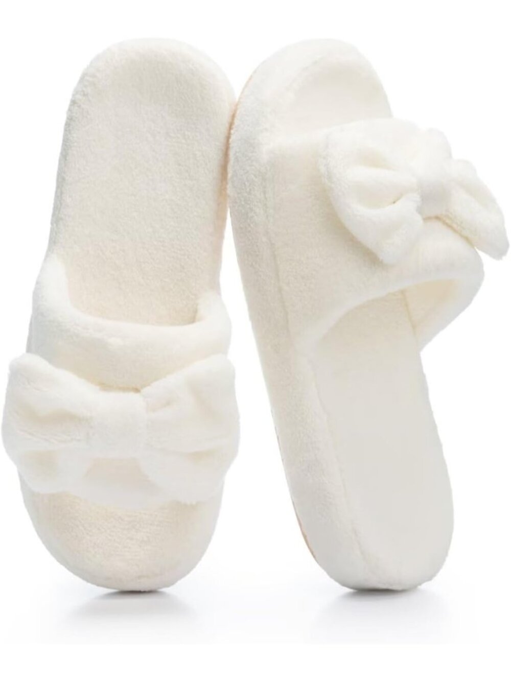 Women's Beige Cozy Soft Open Toe Plush Coral Fleece Non Slip Indoor Slippers